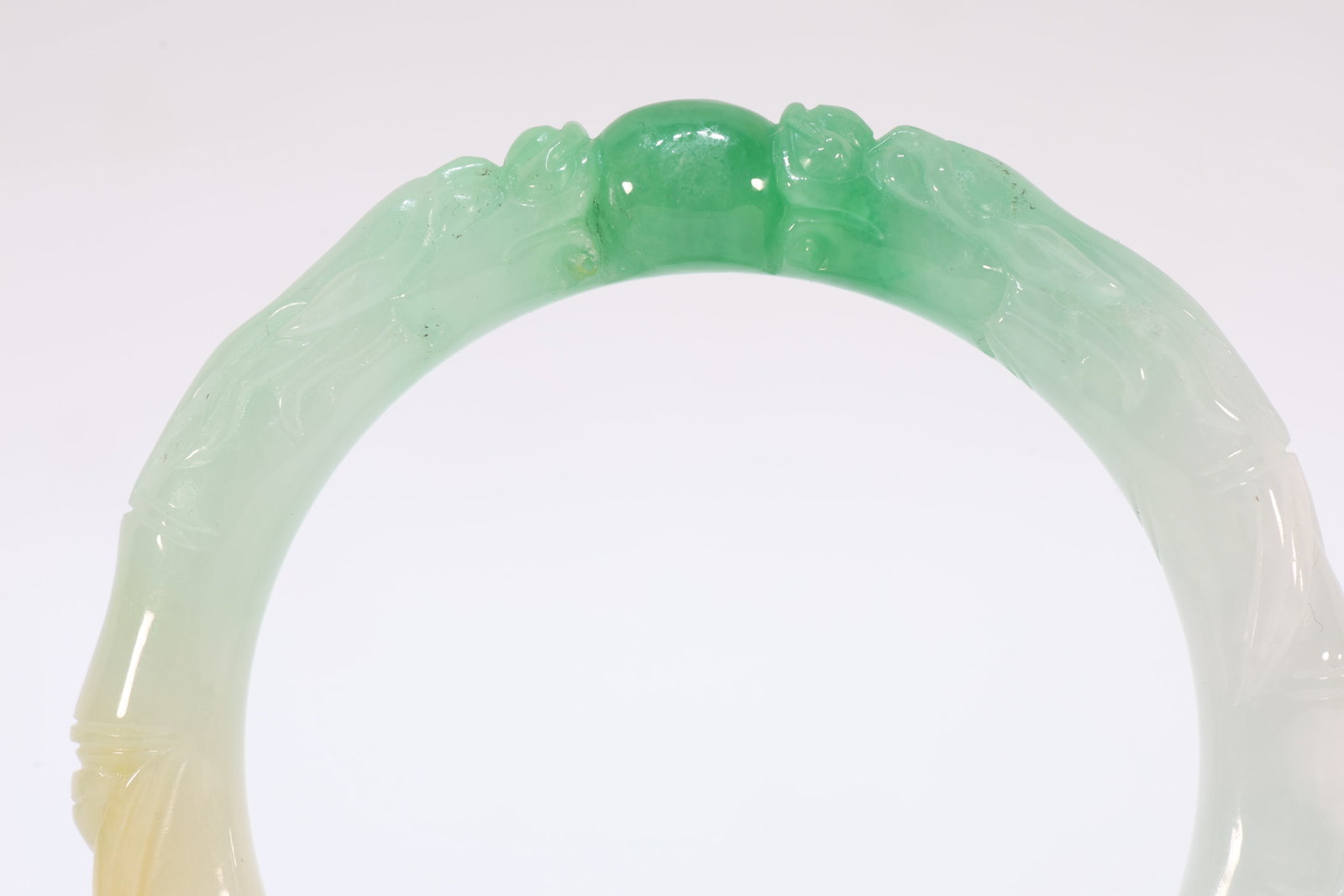 Jadeite Carved Dragon Pattern Bangle - 5