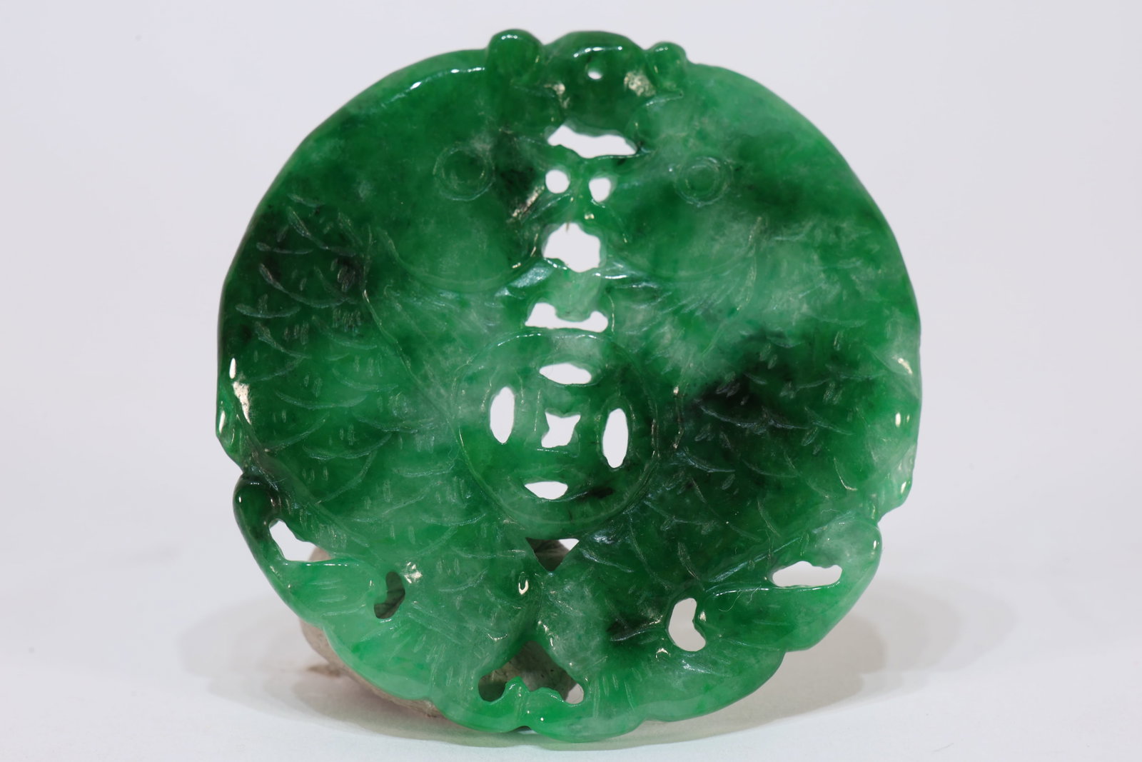 Jadeite Carved Fish Pattern Pendant - 4