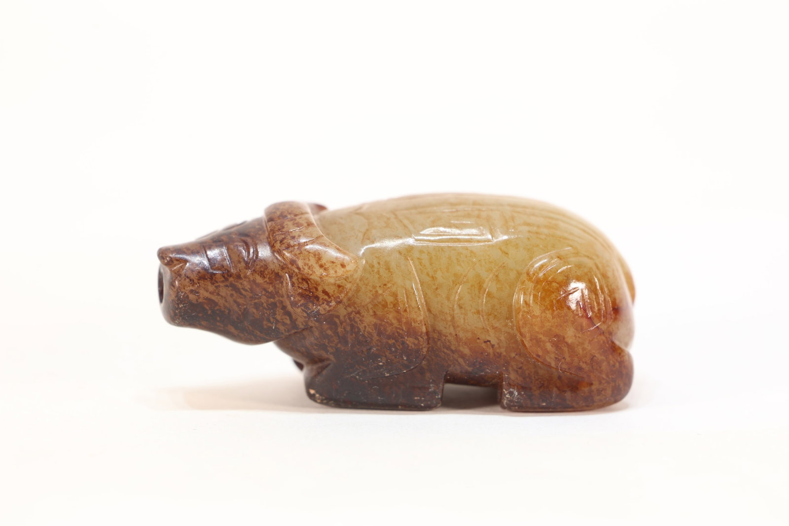 Jade Carved Beast Face Pattern Ox Shape Ornament (1 of 6)