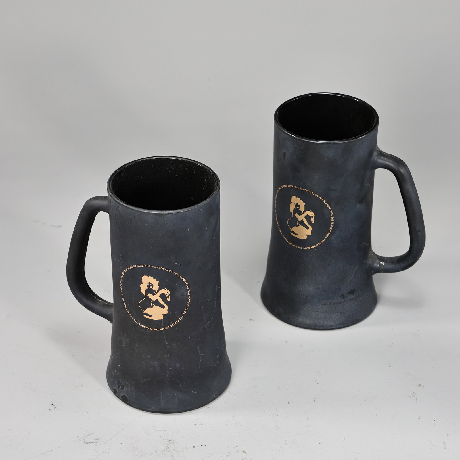 1970s Playboy Club Matte Black Beer Mugs Set Of 2 (1 of 6)