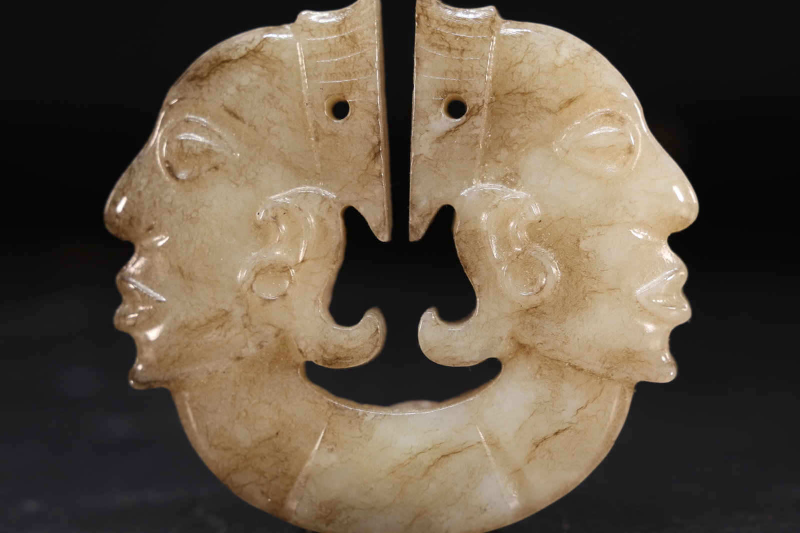 Jade Carved Character Face Pattern Bi - 2
