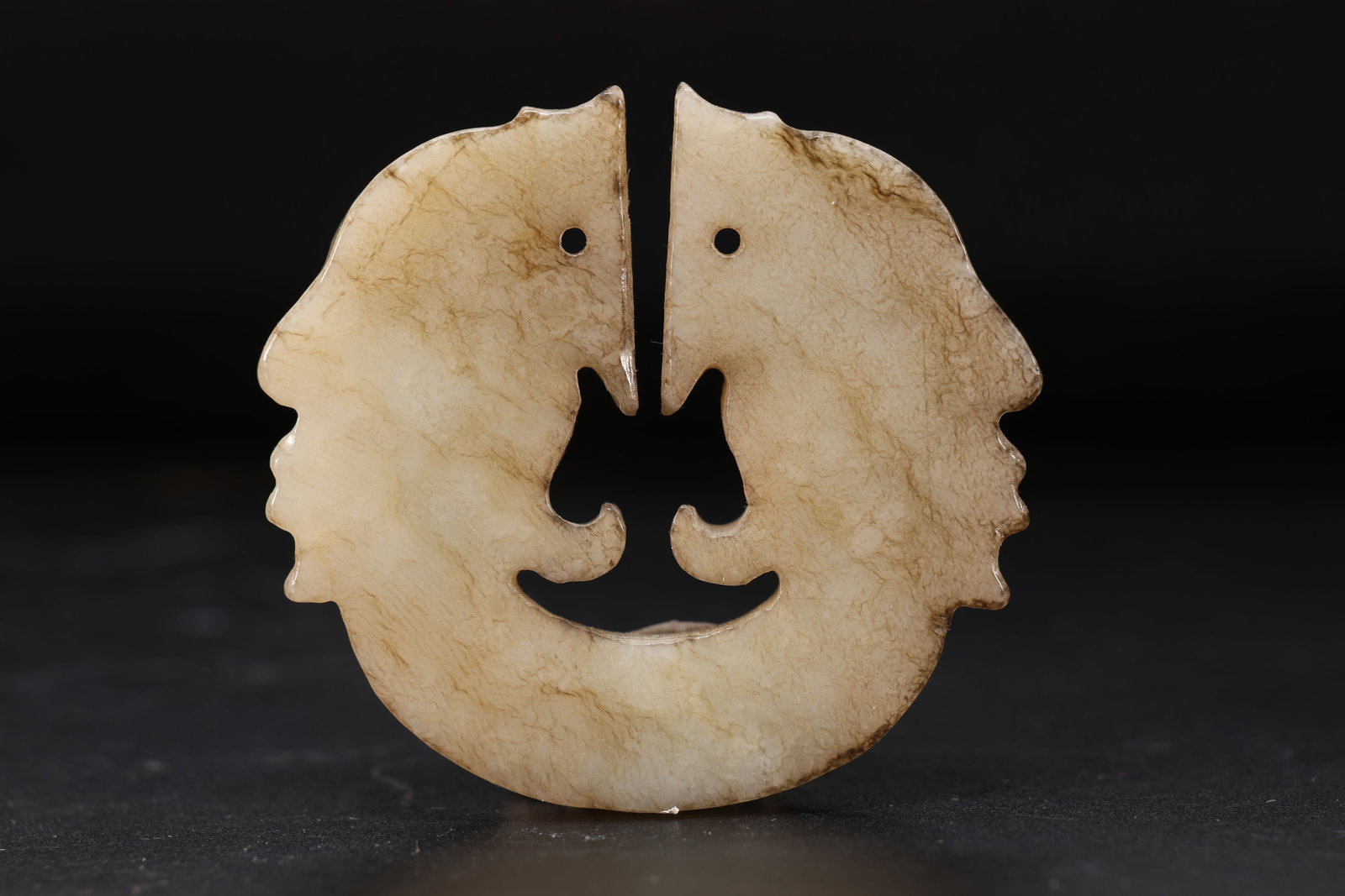 Jade Carved Character Face Pattern Bi - 3