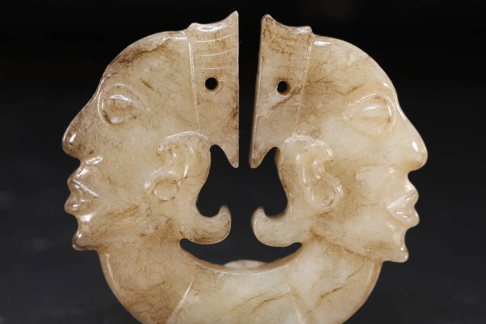 Jade Carved Character Face Pattern Bi - 5