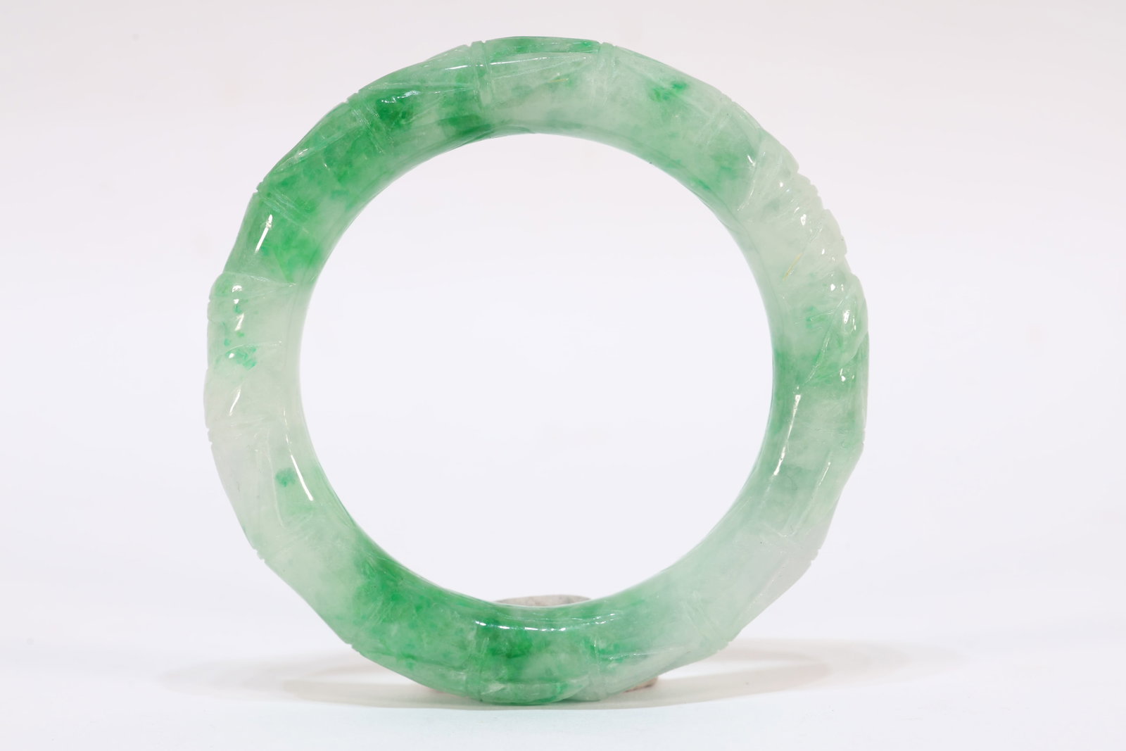 Jadeite Carved Bamboo Pattern Bangle (1 of 6)