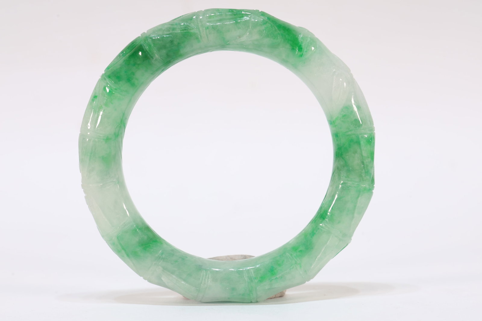 Jadeite Carved Bamboo Pattern Bangle - 4