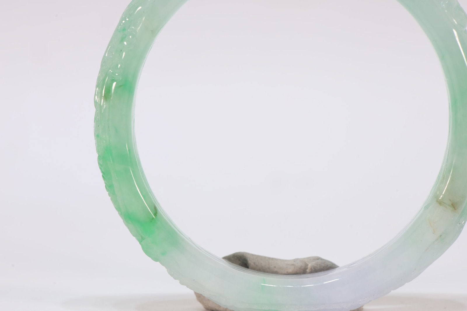 Jadeite Carved Dragon Pattern Bangle - 2