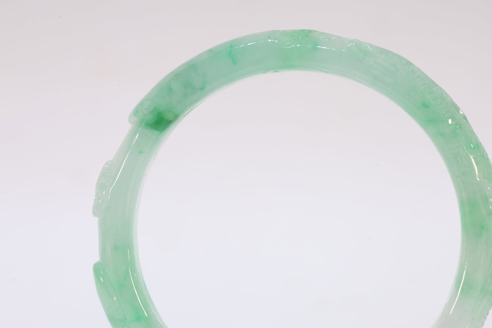 Jadeite Carved Dragon Pattern Bangle - 5