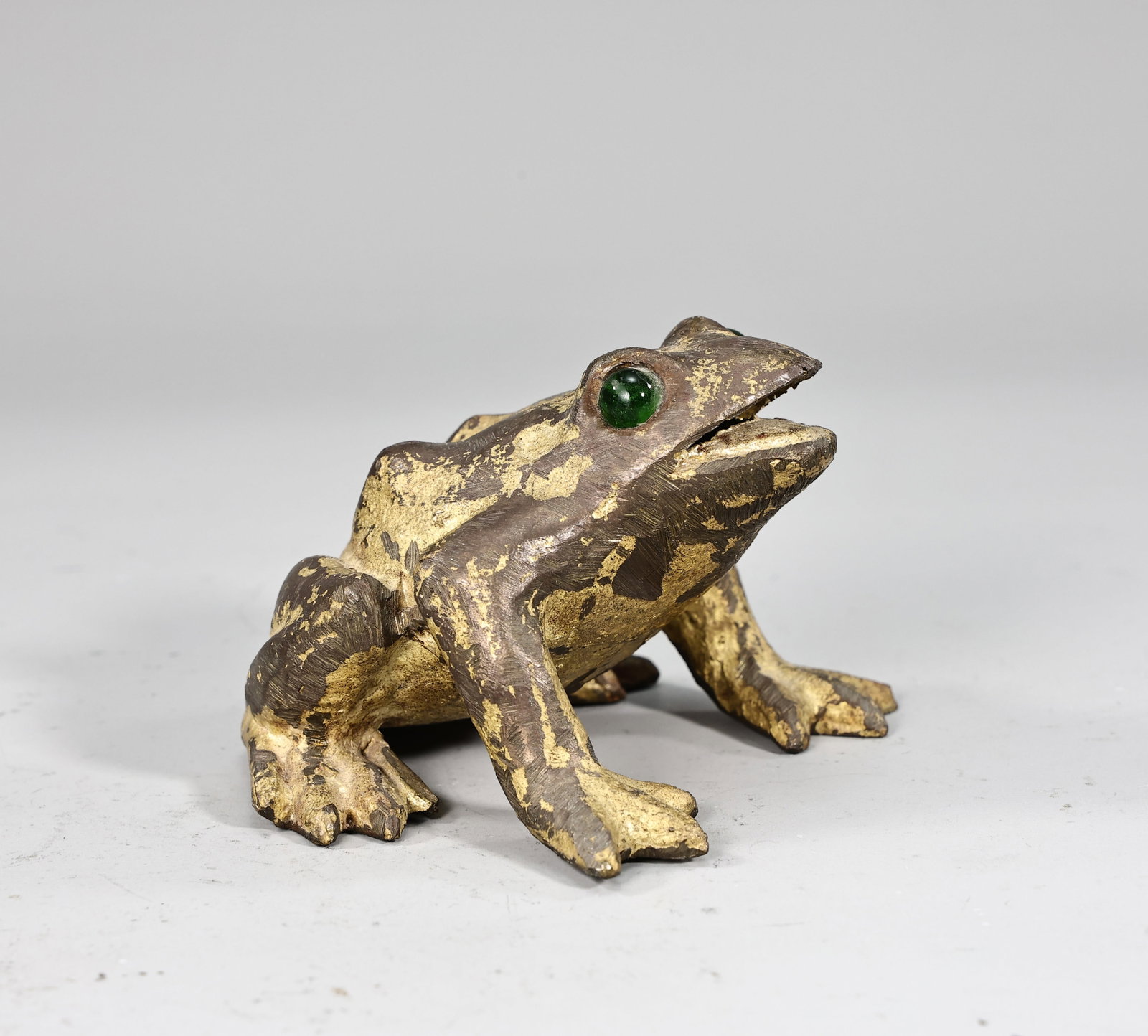 A Solid Bronze Frog With Green Eyes Sculpture (1 of 6)