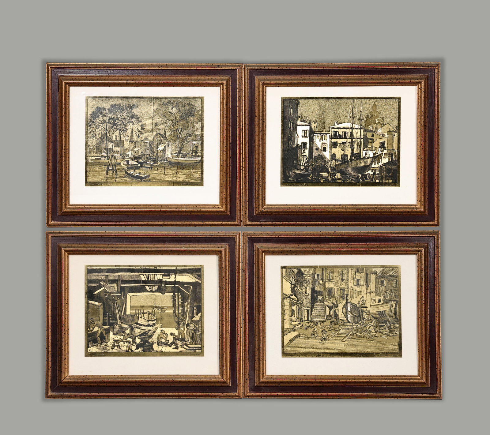 Lione Barrymore Gold Foil Etched Framed Art Set Of 4 (1 of 7)