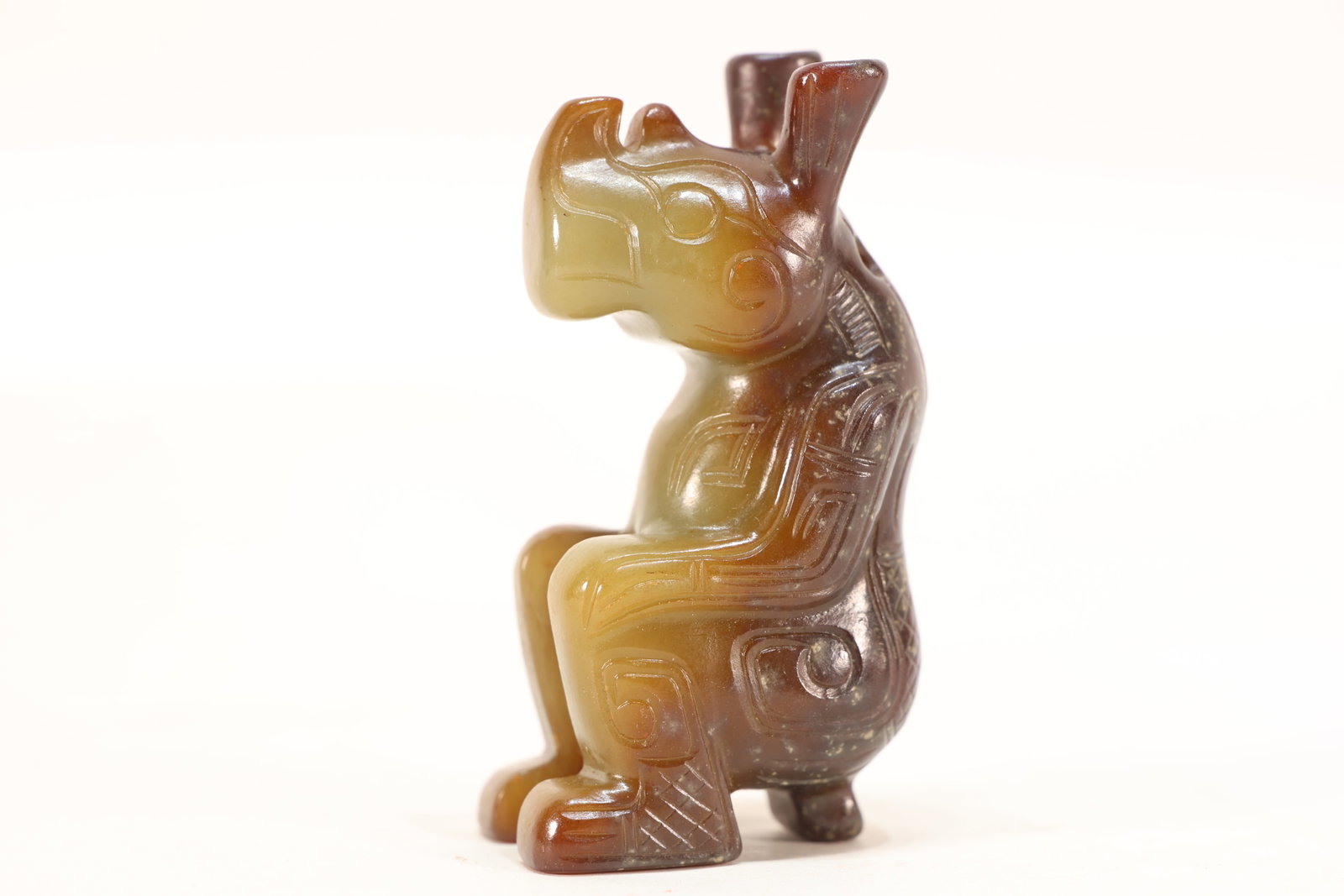 Jade Carved Beast Face Pattern Beast Shape Ornament (1 of 11)