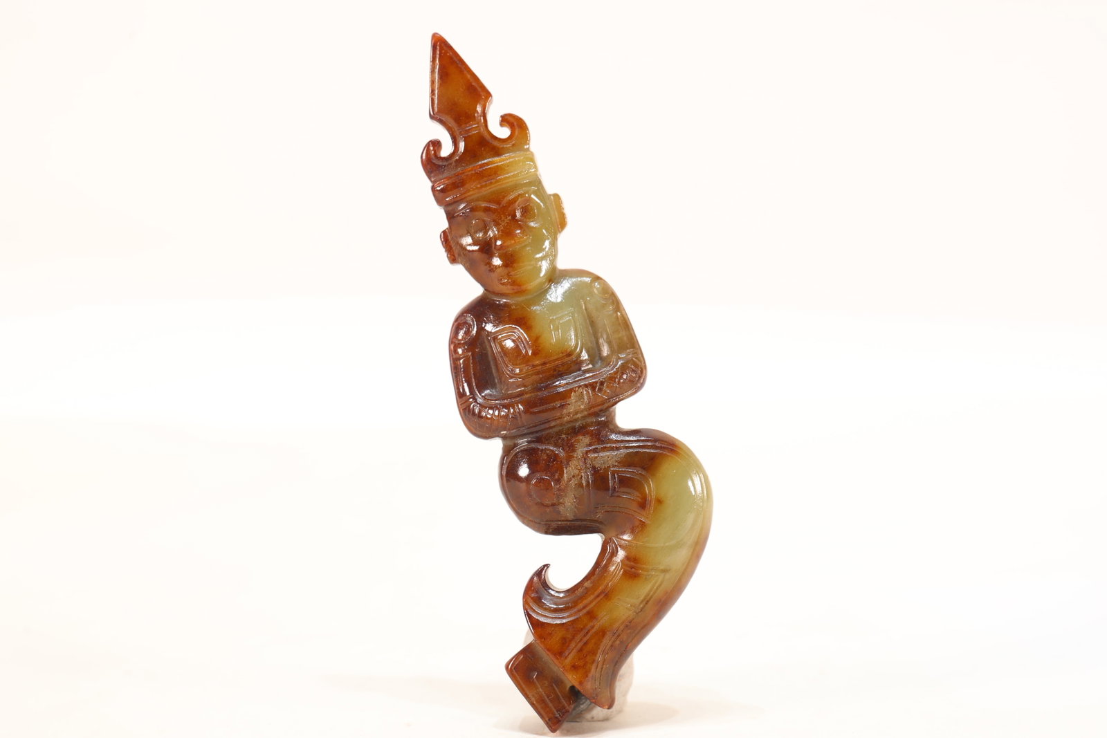 Jade Carved Beast Face Pattern Character Shape Ornament: Jade Carved Beast Face Pattern Character Shape Ornament (11.5 x 3.2 x 1.5cm)