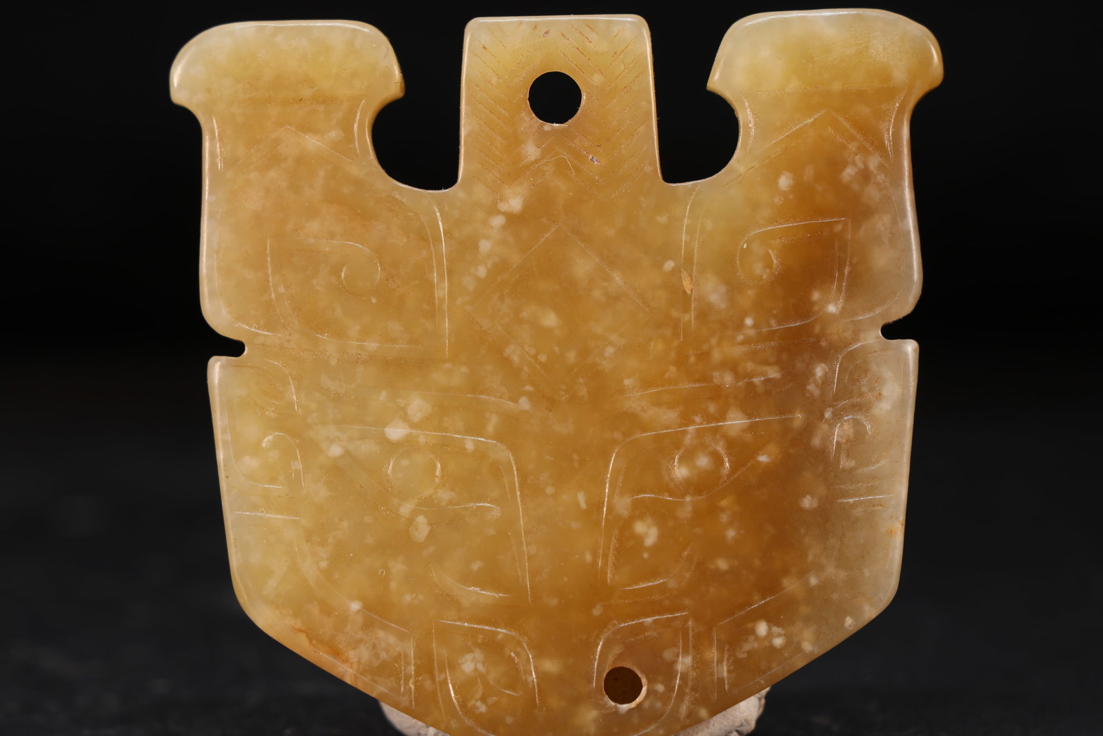 Jade Carved Beast Face Pattern Bi - 2