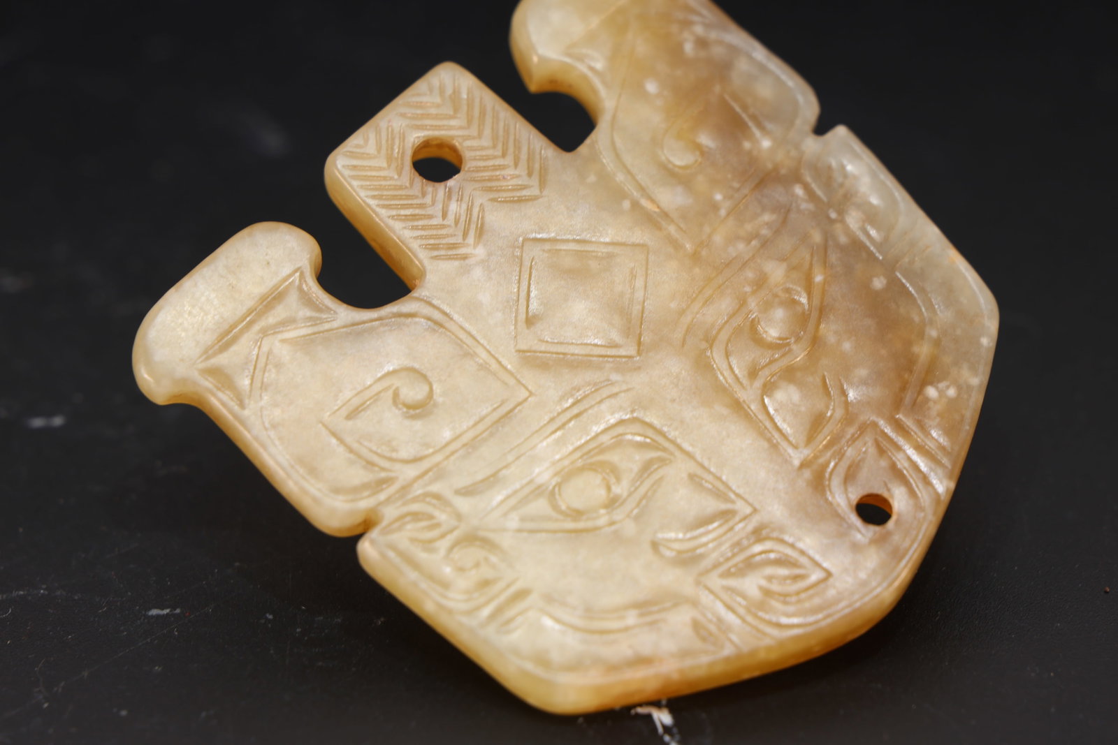 Jade Carved Beast Face Pattern Bi - 5