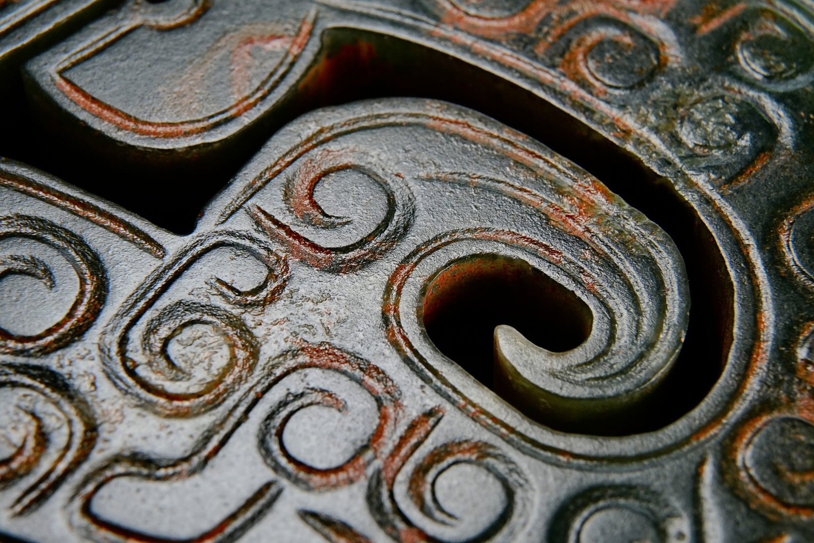 Jade Carved Cloud Pattern Dragon Shape Bi - 5