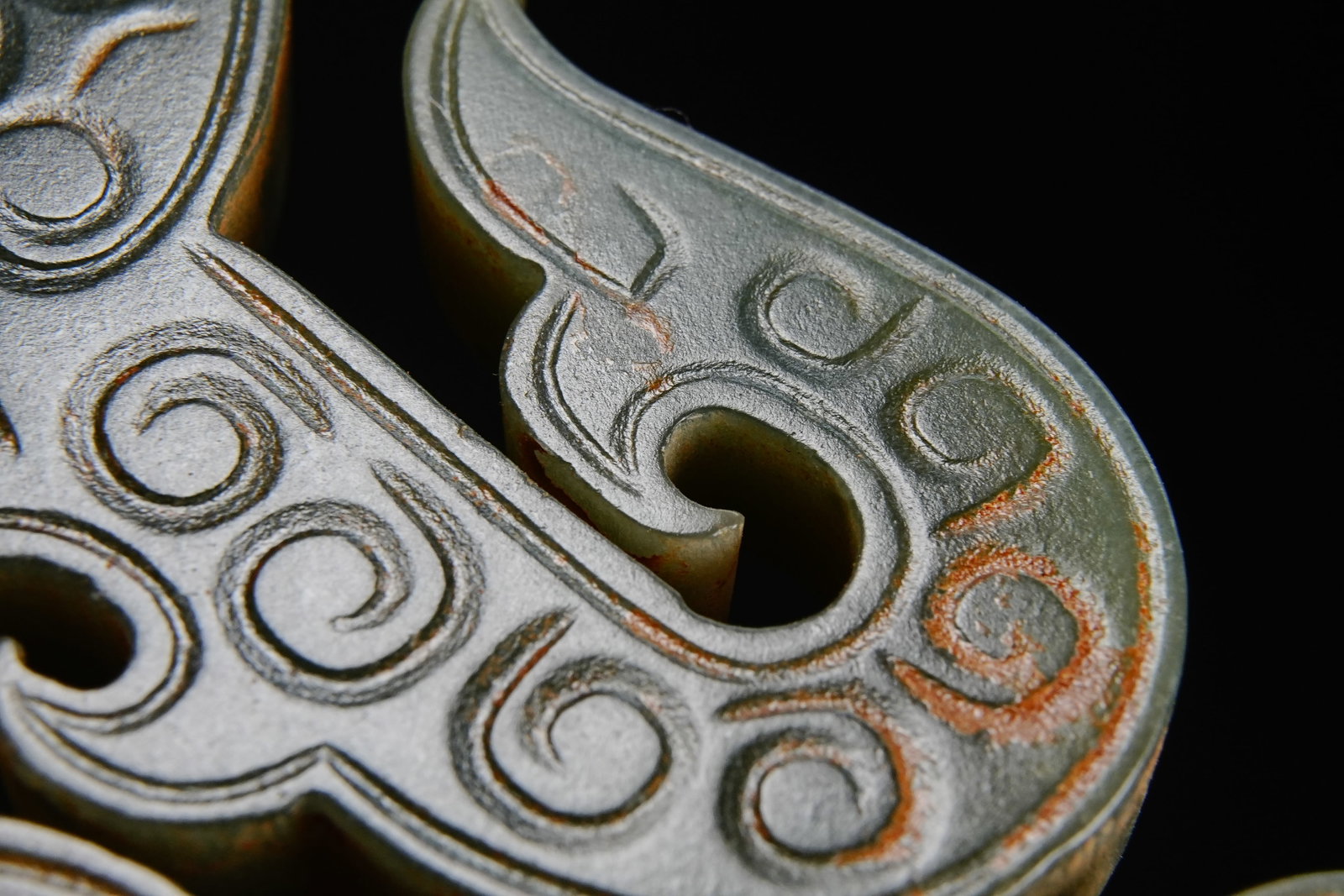 Jade Carved Cloud Pattern Dragon Shape Bi - 7