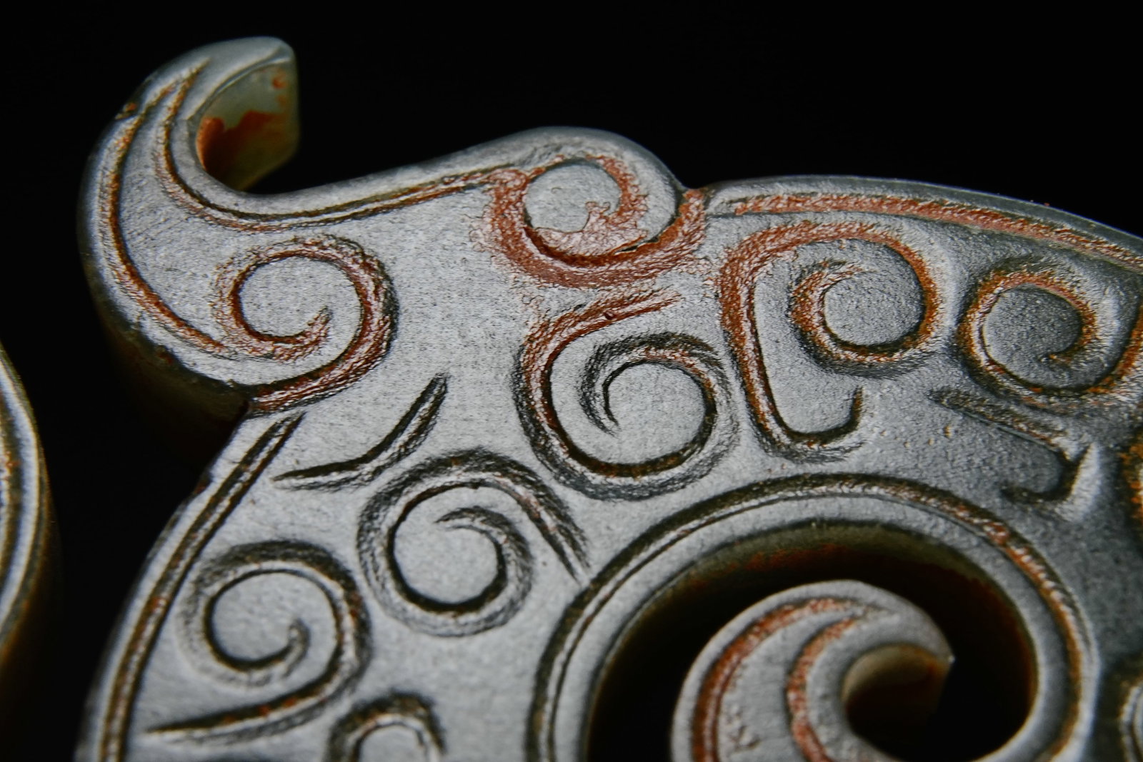Jade Carved Cloud Pattern Dragon Shape Bi - 8