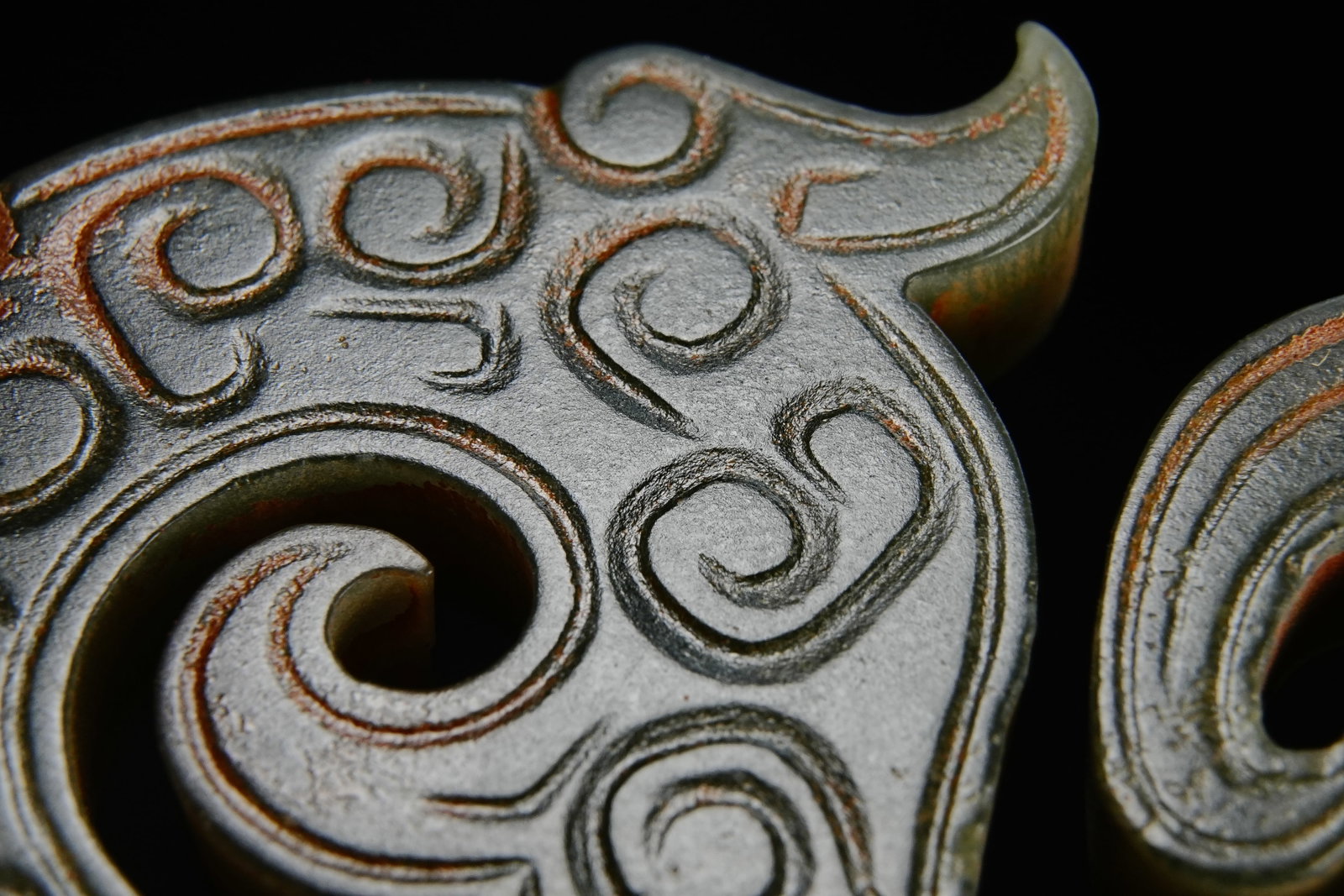 Jade Carved Cloud Pattern Dragon Shape Bi - 9