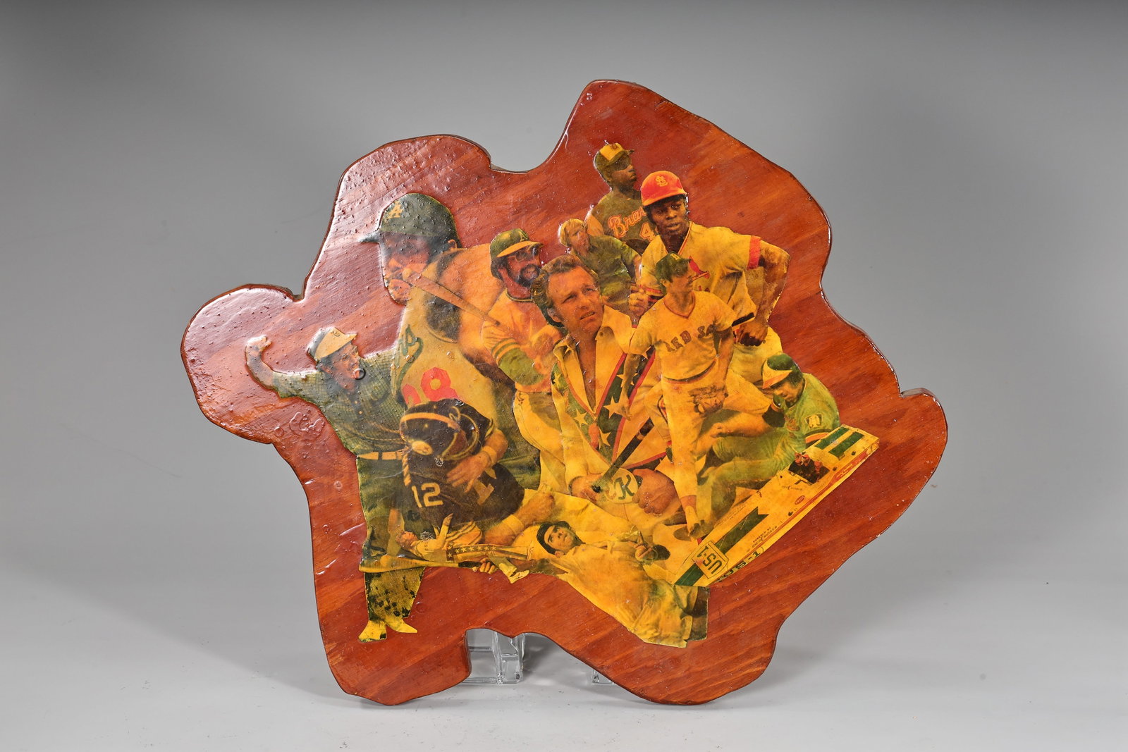 Wooden Decoupage Plaque Of Baseball Figures 1970s (1 of 5)