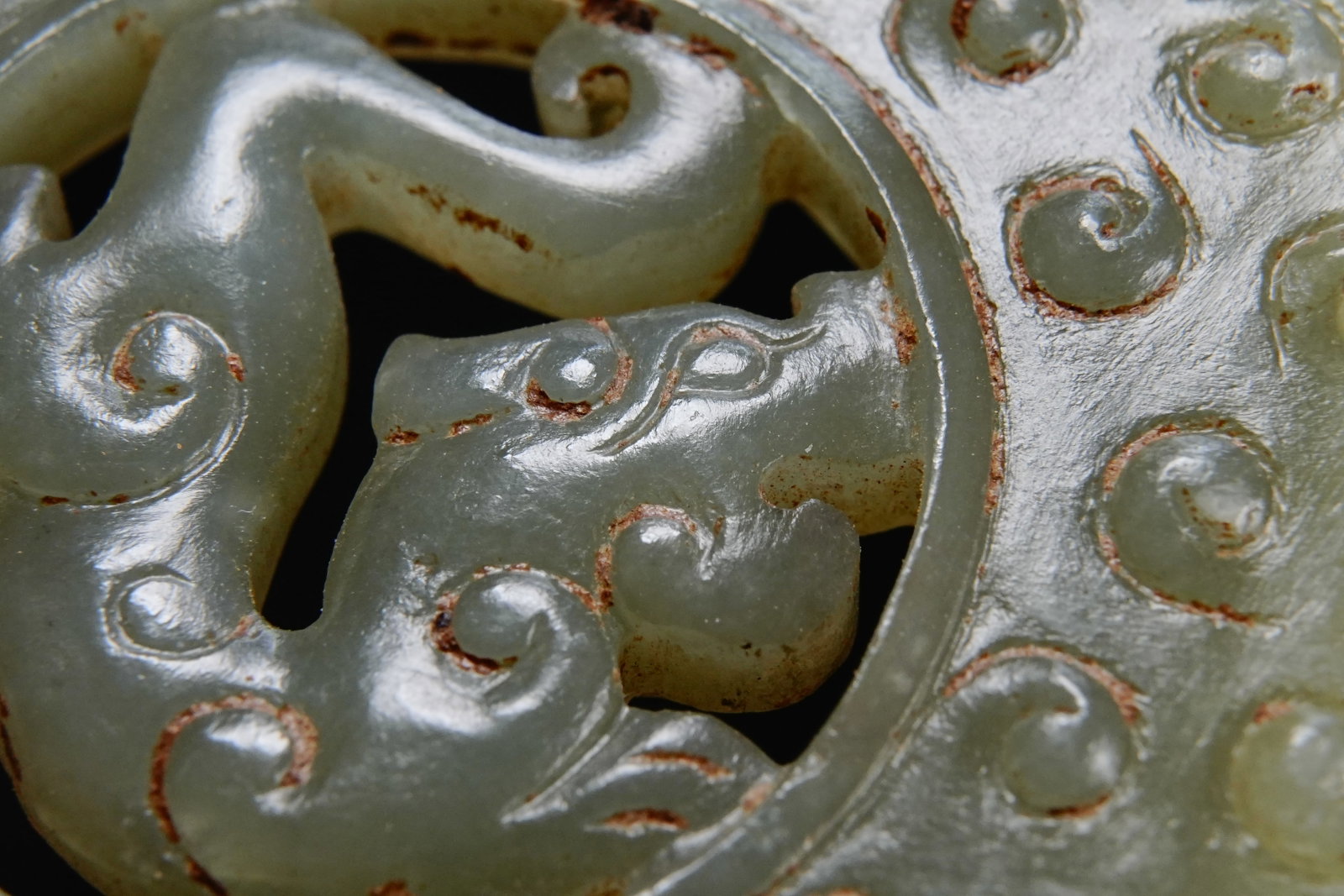 Jade Carved Dragon Pattern Bi - 3