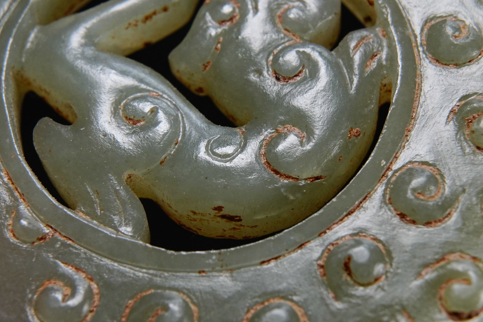 Jade Carved Dragon Pattern Bi - 4
