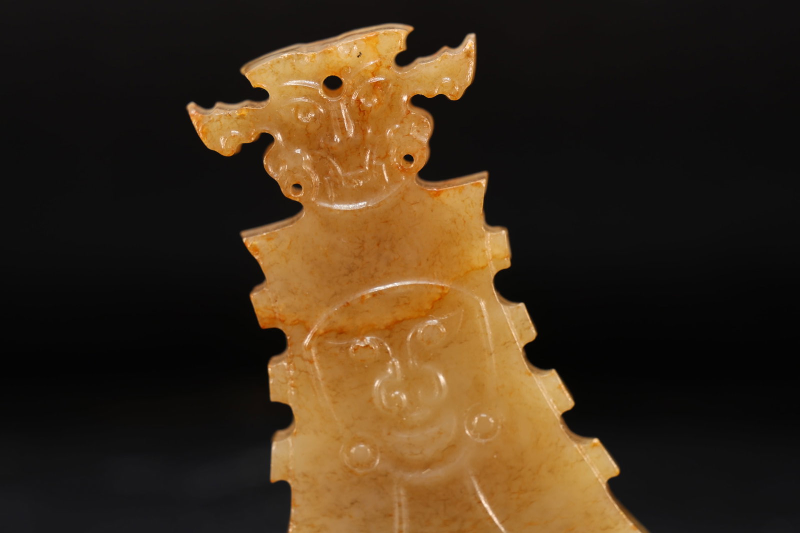 Jade Carved Character Face Pattern Axe - 2