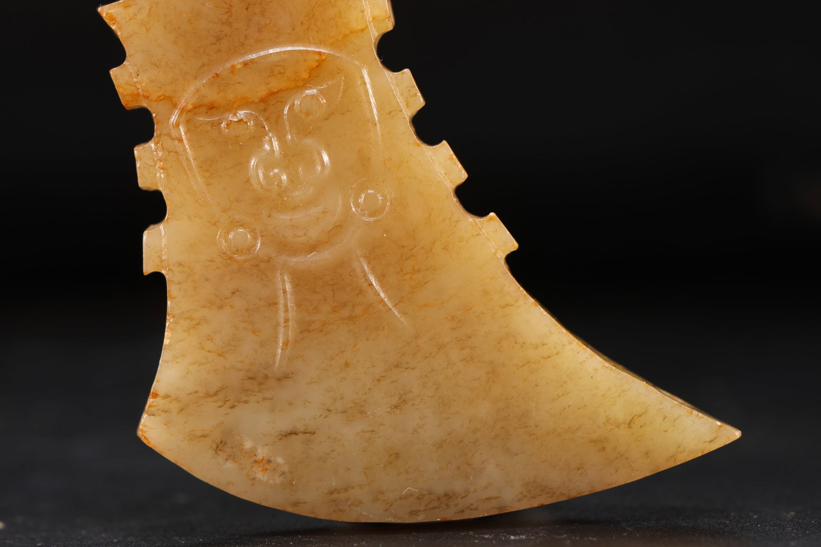 Jade Carved Character Face Pattern Axe - 3