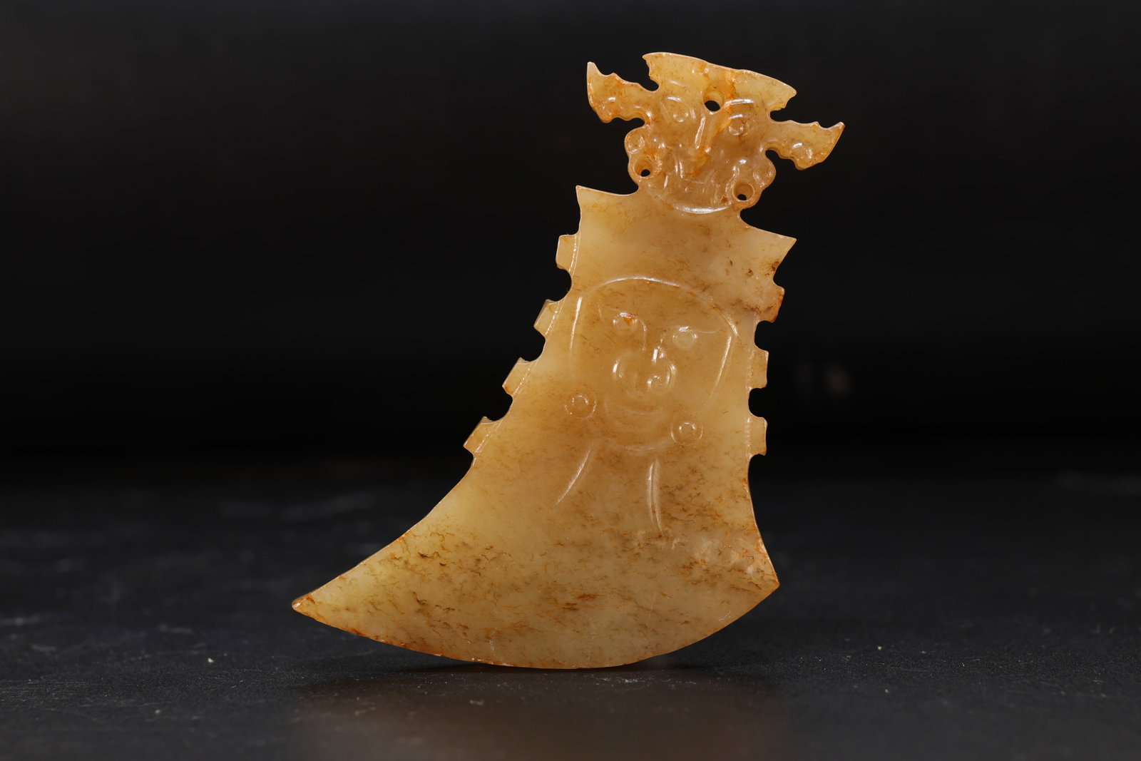Jade Carved Character Face Pattern Axe - 4