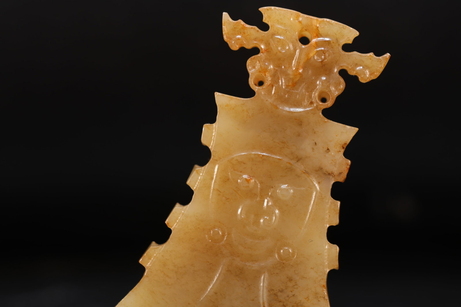 Jade Carved Character Face Pattern Axe - 5