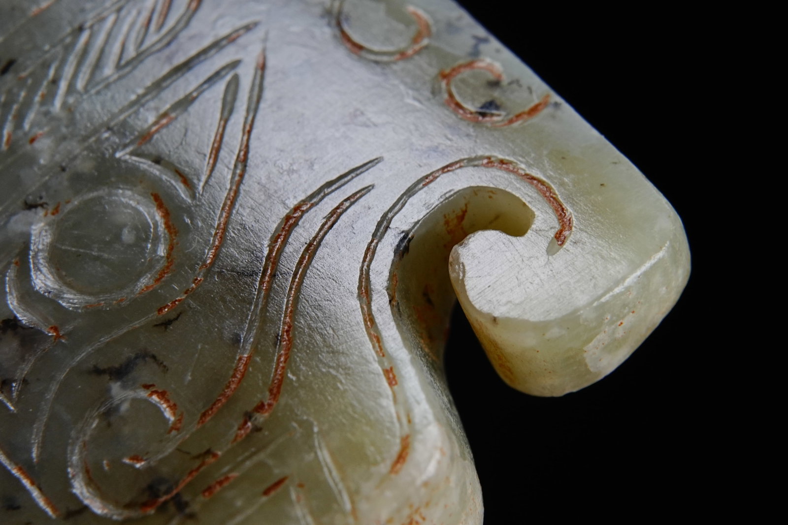 Jade Carved Beast Face Pattern Bi - 8