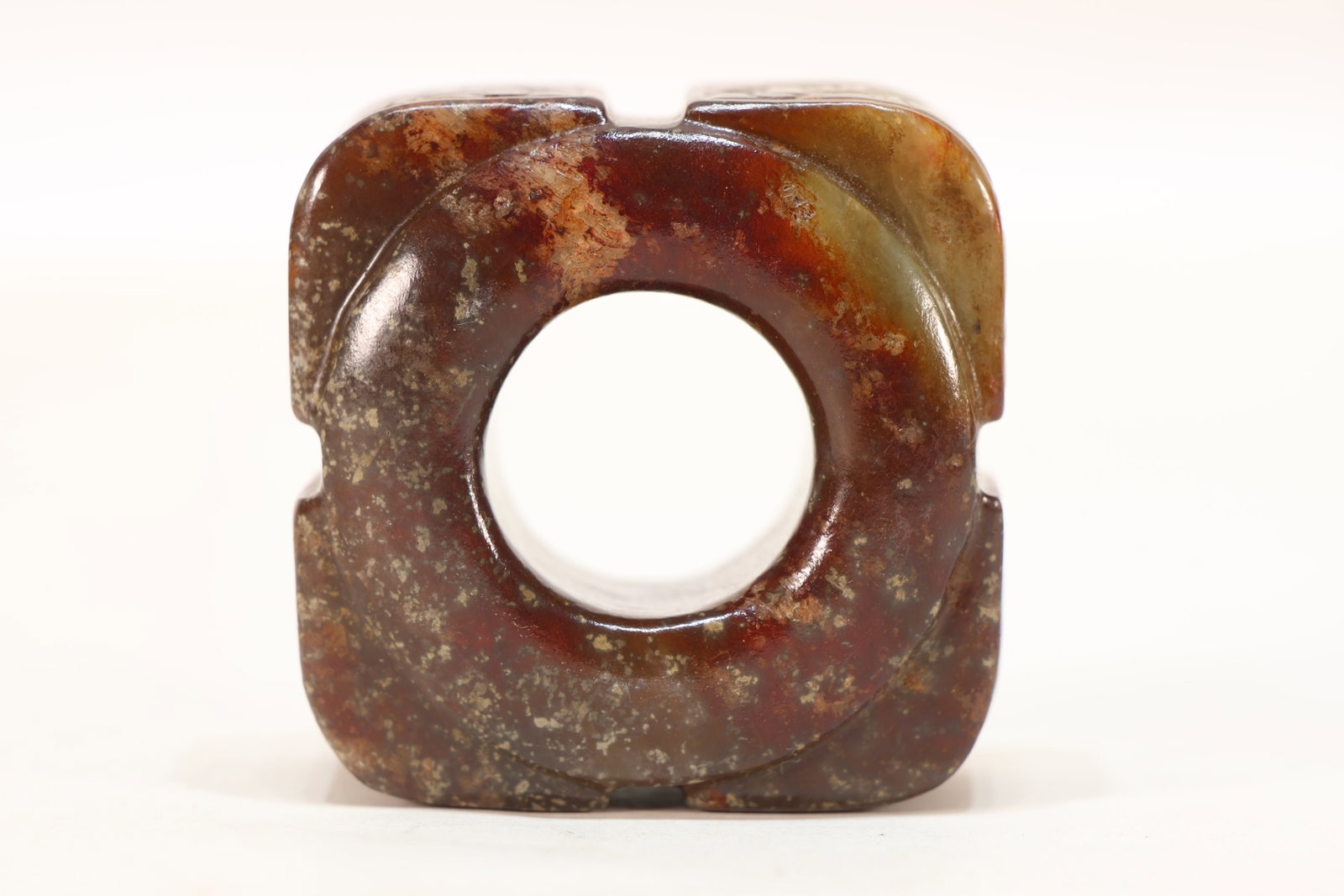 Jade Carved Beast Face Pattern Cong - 8