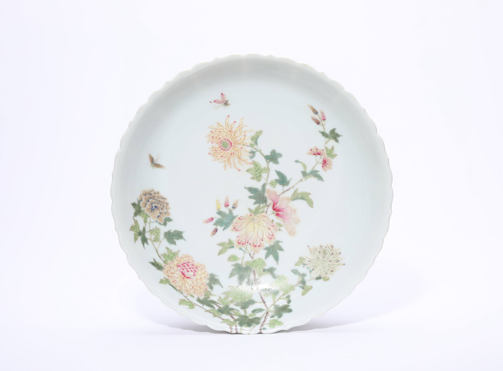 A Famille-Rose ‘Butterflies Among Flowers’ ‘Lobed-Mouth’ Dish (1 of 5)