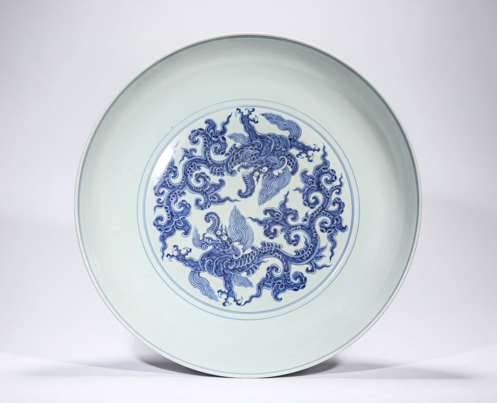 A Blue and White ‘Dragon and Clouds’ Dish (1 of 6)