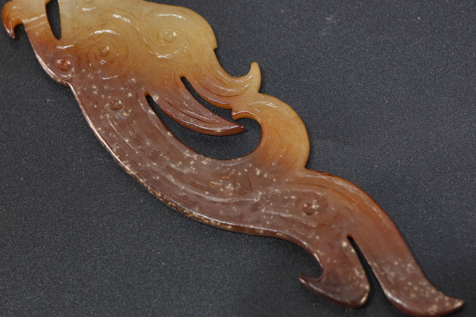 Jade Carved Phoenix Pattern Bi - 3