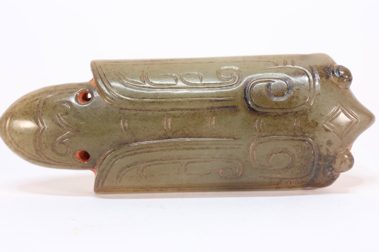 Jade Carved Cloud Pattern Bird Shape Ornament - 2