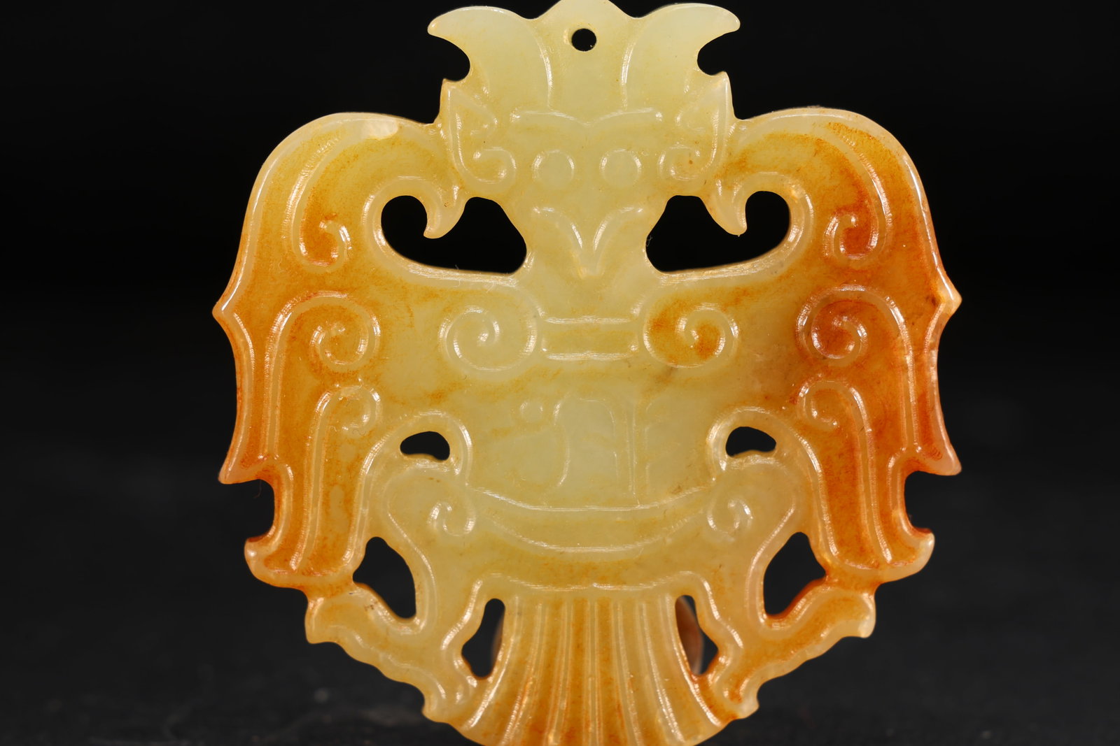 Jade Carved Phoenix Pattern Bi - 4