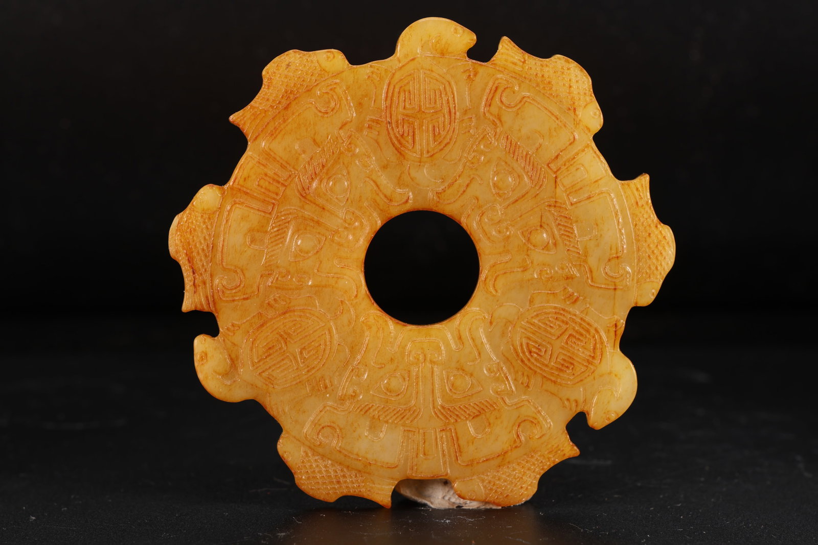 Jade Carved Beast Face Pattern Bi: Jade Carved Beast Face Pattern Bi (8 x 0.5cm)