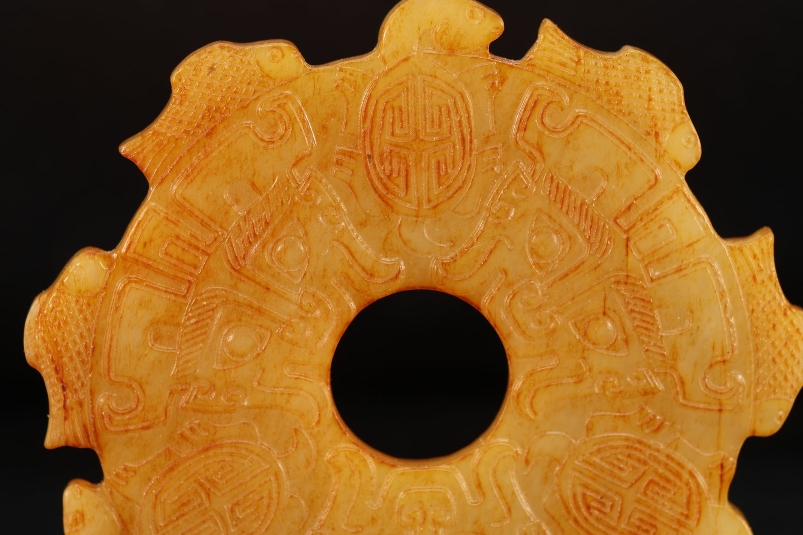 Jade Carved Beast Face Pattern Bi - 2