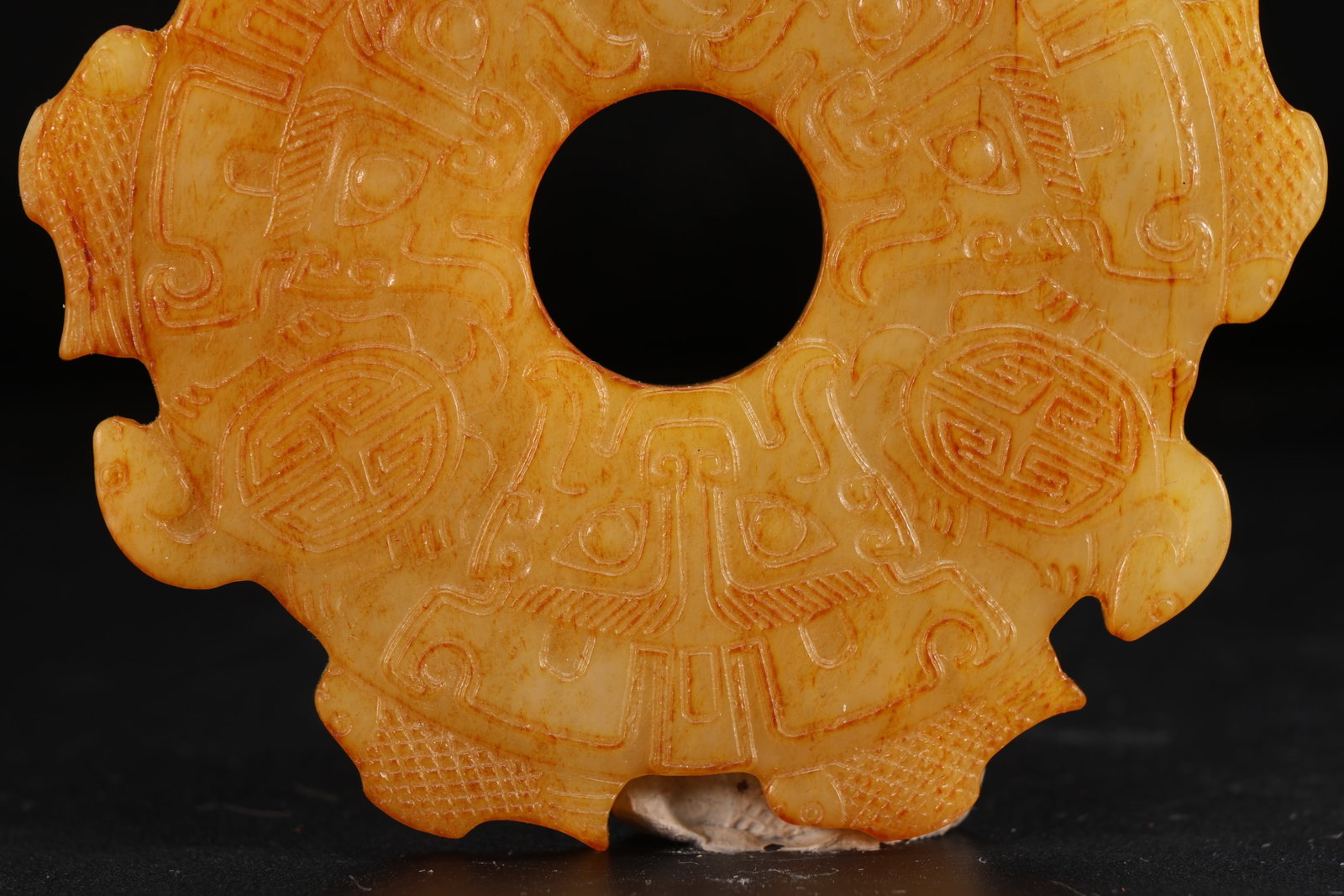 Jade Carved Beast Face Pattern Bi - 3