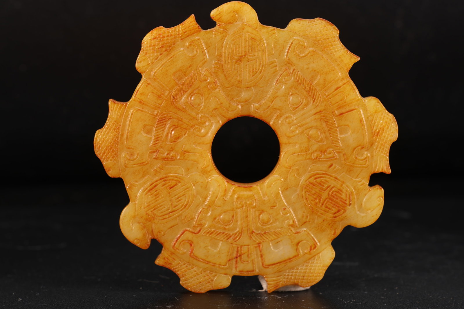 Jade Carved Beast Face Pattern Bi - 4