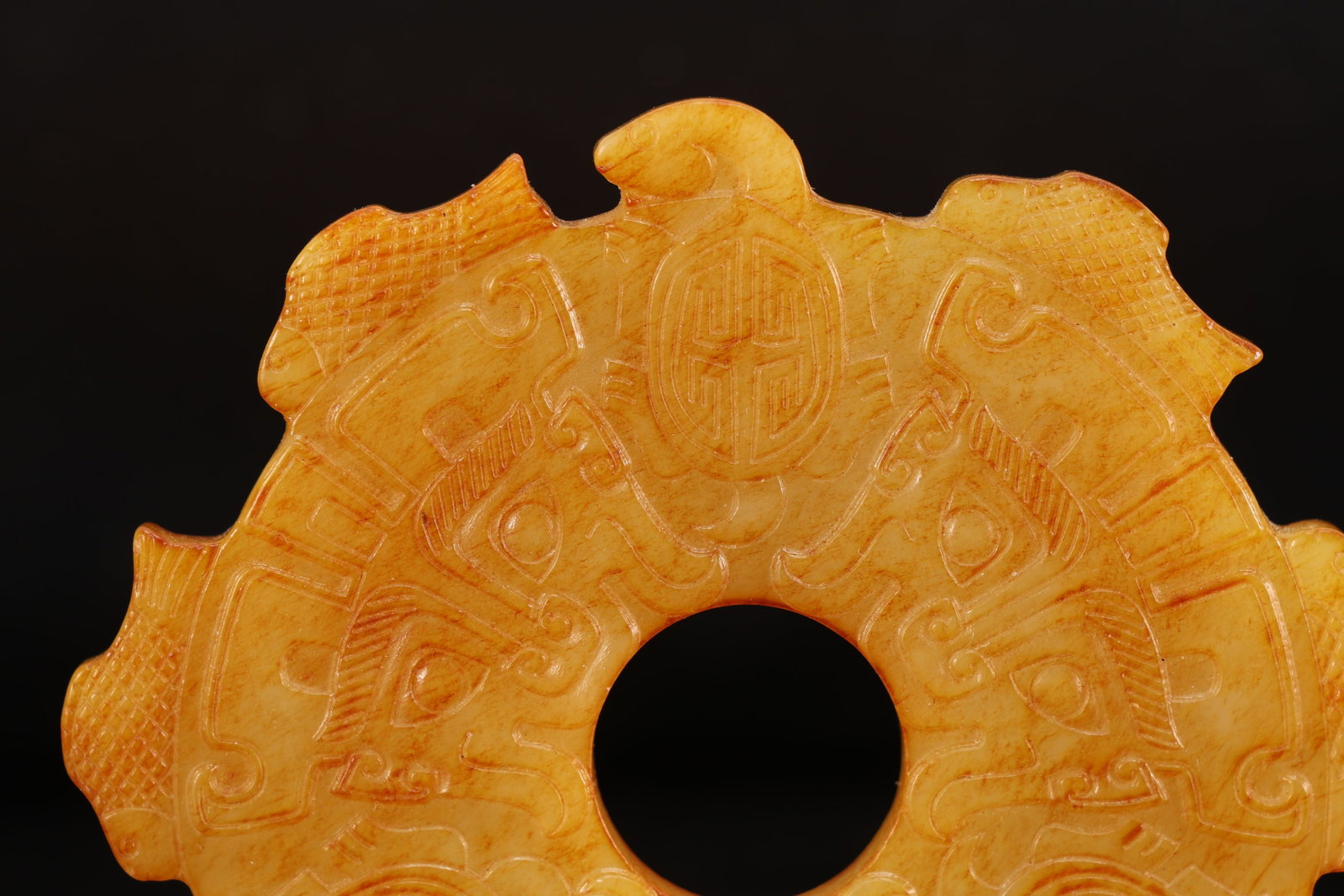 Jade Carved Beast Face Pattern Bi - 5
