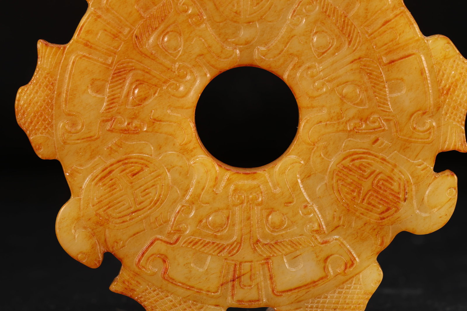 Jade Carved Beast Face Pattern Bi - 6