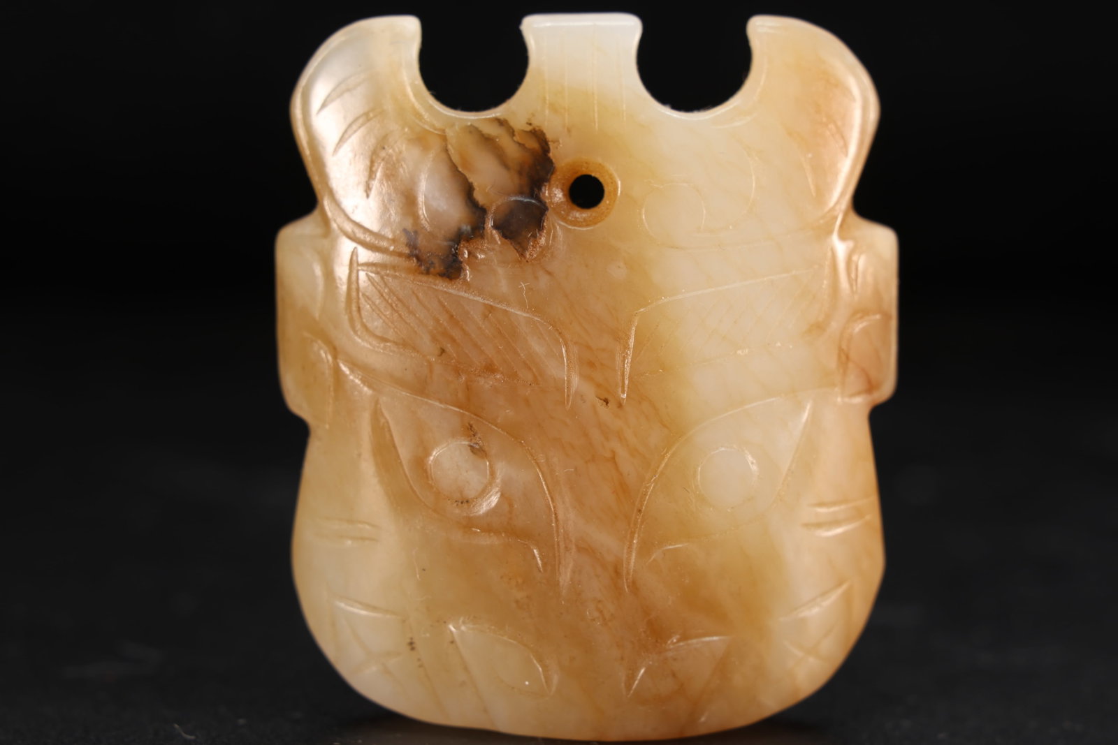 Jade Carved Beast Face Pattern Bi - 2