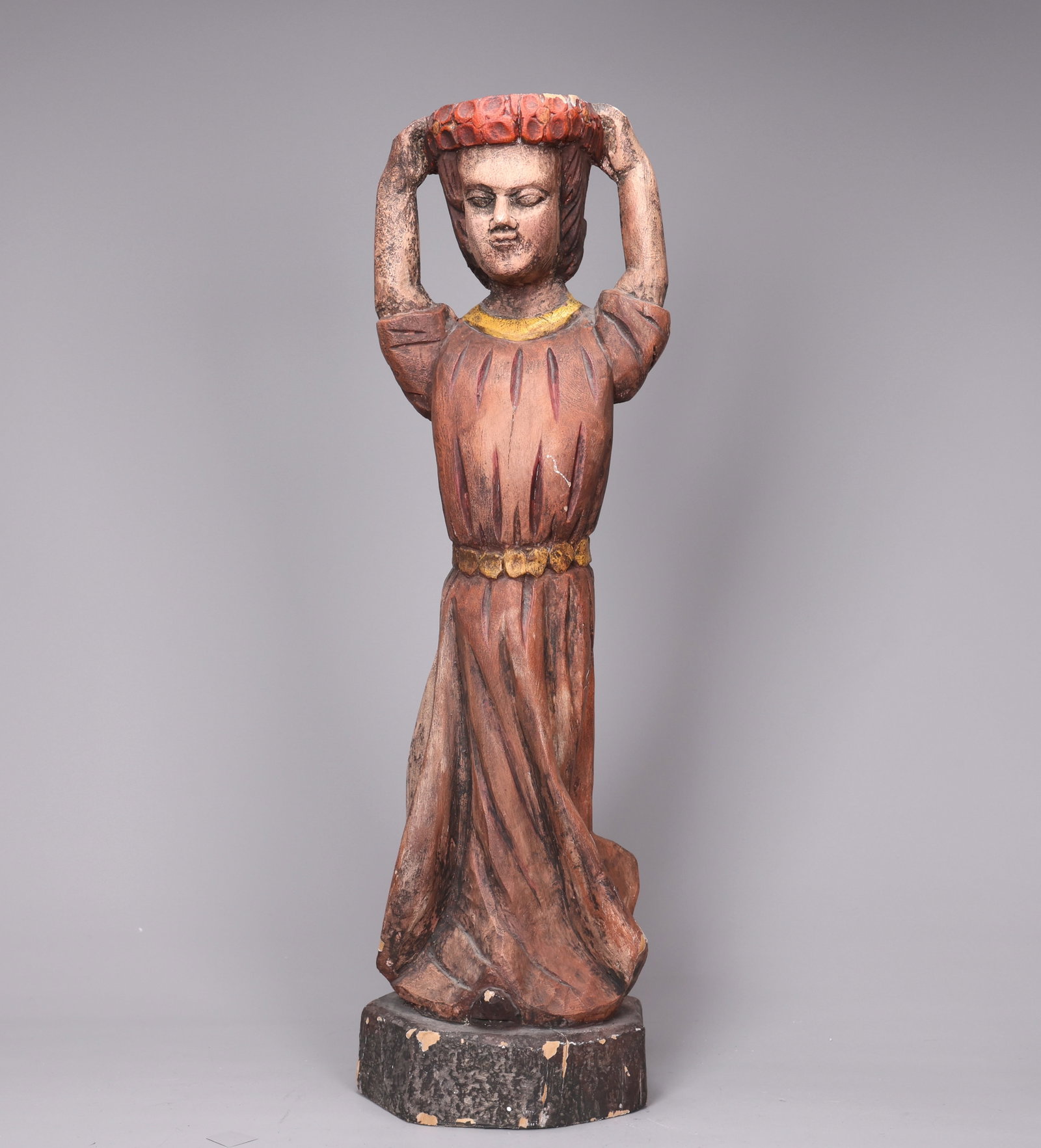 Choir Member Sculpture Polychromed Wood (1 of 6)