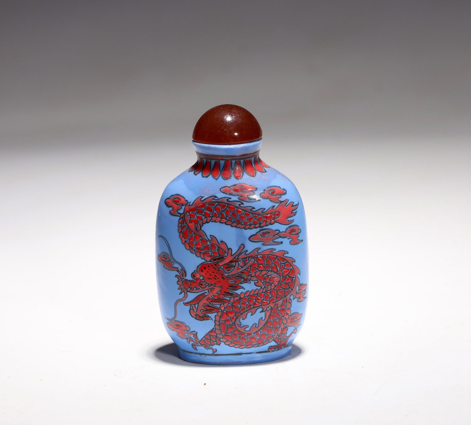 Chinese Porcelain Blue Base Dragon Snuff Bottle (1 of 8)