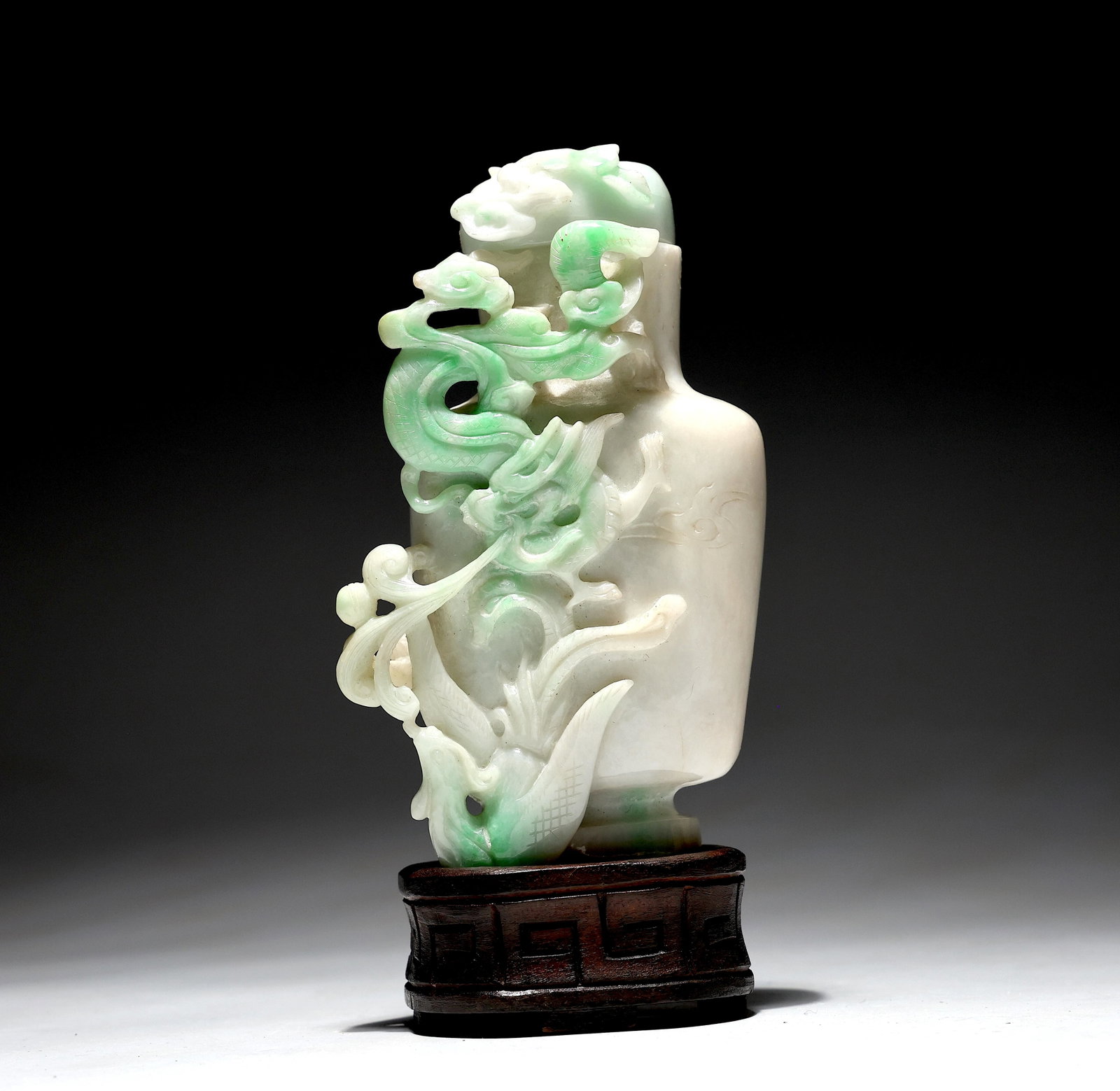Chinese Jadeite Dragon with Phoenix Lid Vase (1 of 10)