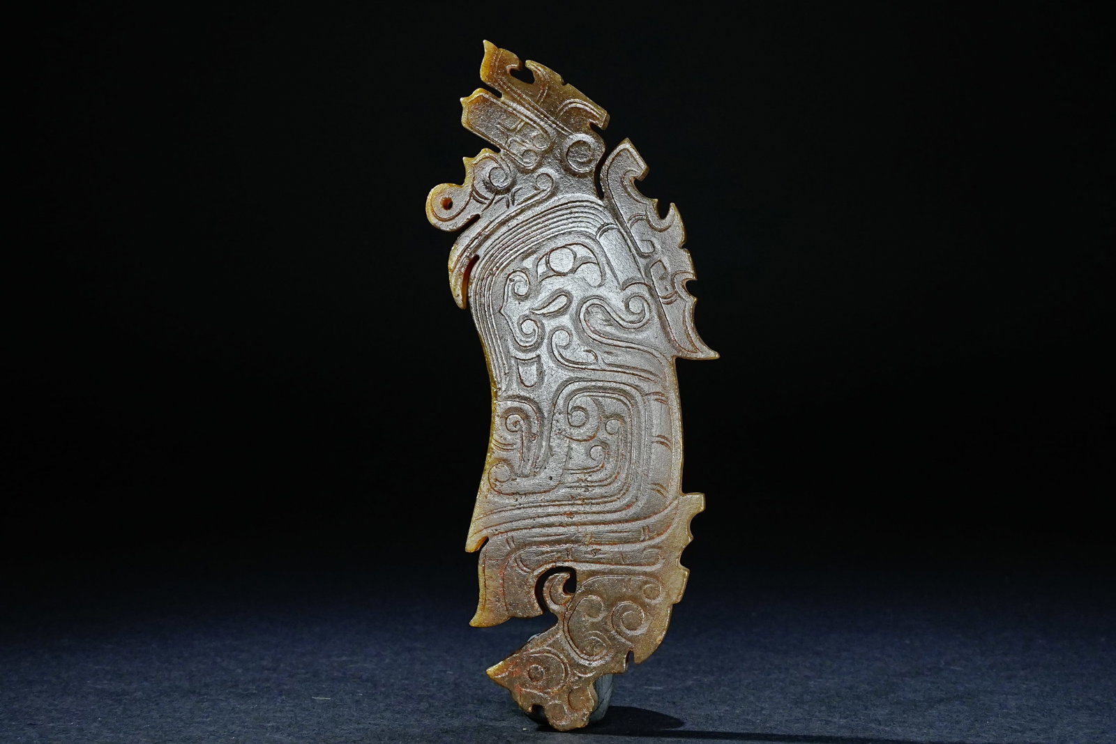 Jade Carved Beast Face Pattern Bird Shape Bi (1 of 8)