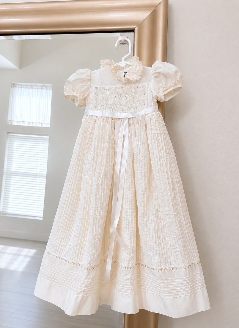Vintage Baby Christening Gown Set with Matching Bonnet & Booties: Vintage Baby Christening Gown Set with Matching Bonnet & Booties (Infant Dress (Size/Age Unknown) Condition: Very good pre-owned condition.