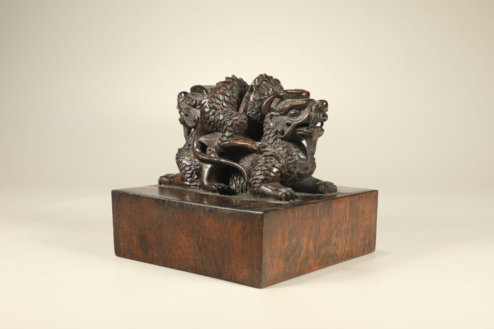 Agarwood Carved Dragon Shape Stone Seal: Agarwood Carved Dragon Shape Stone Seal (11 x 12cm)