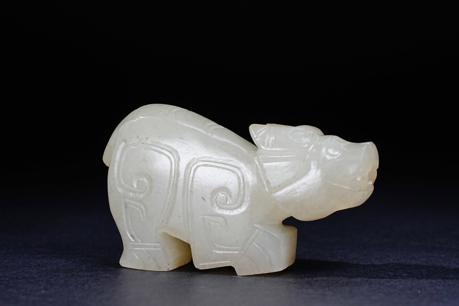 Jade Carved Beast Face Pattern Ox Shape Ornament (1 of 10)