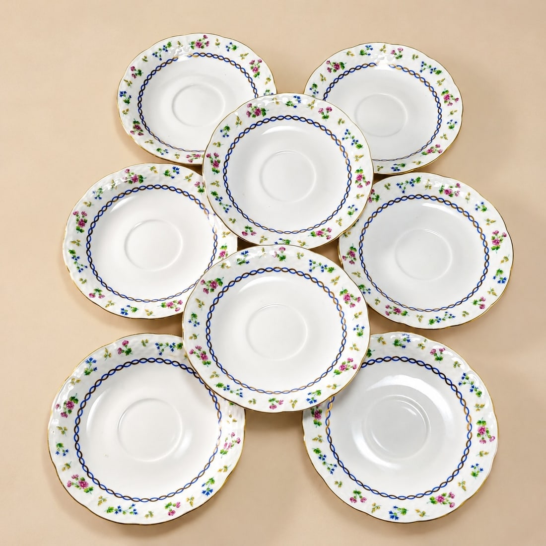 Baum Brothers 5.5" Francais Floral Rimmed Tea Plates Set Of 8: Baum Brothers 5.5" Francais Floral Rimmed Tea Plates Set Of 8 (14 x 2 cm each)